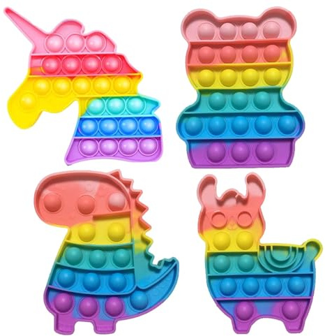 4 Pcs Fidget, Poppet, Stress Relief Poppers, Silicone Anxiety Relief Popper, Silicone Anxiety poppet for Birthday Gift