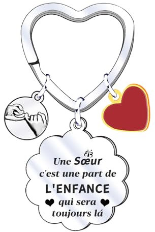 XWXWXW Cadeau Soeur Porte Clef Soeur de Coeur Porte clef Amour Soeur Ma Soeur de Coeur pour toujours pour Sœur Originale Porte-clés Cadeau Soeur Anniversaire Cadeau Soeur Noel (1)