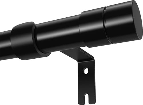 WELDUN Gardinenstangen für Fenster, 81-118 cm Metall ausziehbare Vorhangstange, Φ19.5 mm robustes Gardinenstangen-Set mit Halterungen für Schlafzimmer, Wohnzimmer oder Küche, Schwarz