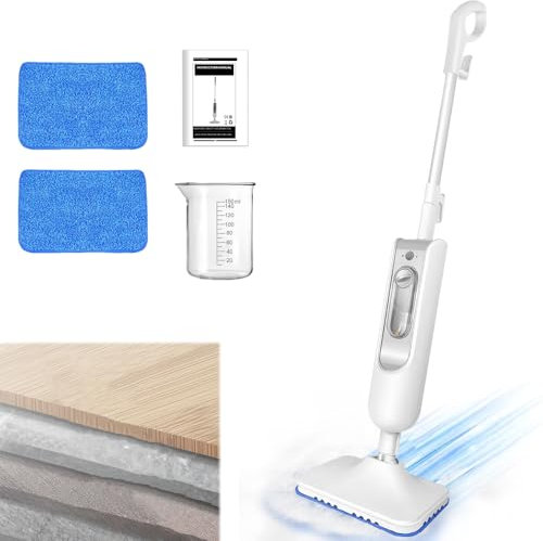 Qimu Dampfreiniger 1500W Multifunktions Dampfbesen Bodendampfreiniger Hand-dampfreiniger für Tiefenreinigung Böden Elektrischer Bodenwischer mit Wassertank 400ML, Entfernt bis zu 99,9% der Bakterien