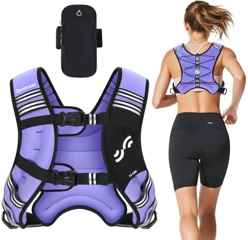Sportneer Weighted Vest for Running Training 3.6 kg/ 5.4kg/ 6.8 kg/ 9kg/ 11kg Weight Vest with Reflective Stripe Running Vest for Workout Strength Training Fitness Muscle Building Weight
