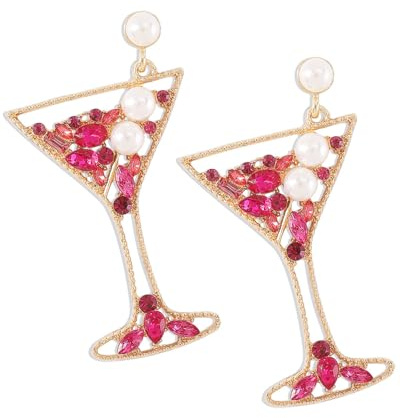 TPZORJX 1 Paar Ohrringe Weinglas für Damen,Obst Weinglas Ohrringe,Weinglas Ohrringe für Frauen,Champagner Weinglas Pfosten Tropfen Ohrringe für Frauen Schmuck, festliche Party-Ohrringe