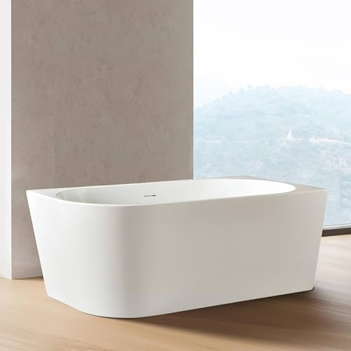 Belvit Semi-Freestanding Corner Bathtub Right Acrylic Glossy White with Drain Fitting and Click Waste 170 x 78 cm