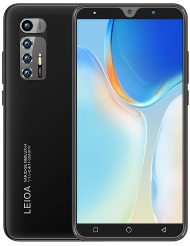 MsMga Téléphone Portable Pas Cher, 5.0 Pouces Android 9.0 OS, 16GB ROM (SD to 128GB), Dual SIM Dual Cameras, Face ID Unlock Cell Phone(Black)