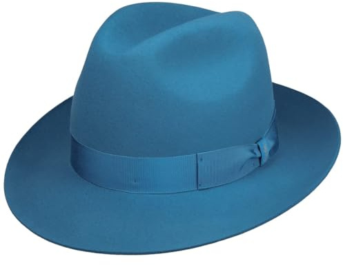 Borsalino Marengo Fur Felt Bogart Hat Women/Men Light Blue 7 1/4