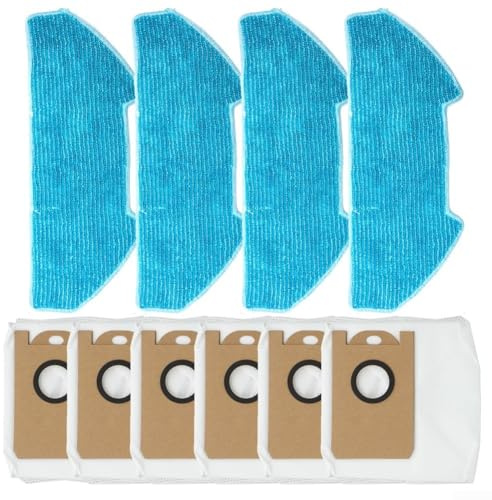 Kit de trapos y bolsas de polvo para robot aspirador Vozascly R10 con mapeo, incluye 4 paños de fregona y 6 bolsas de polvo para ayudar a mantener suelos limpios