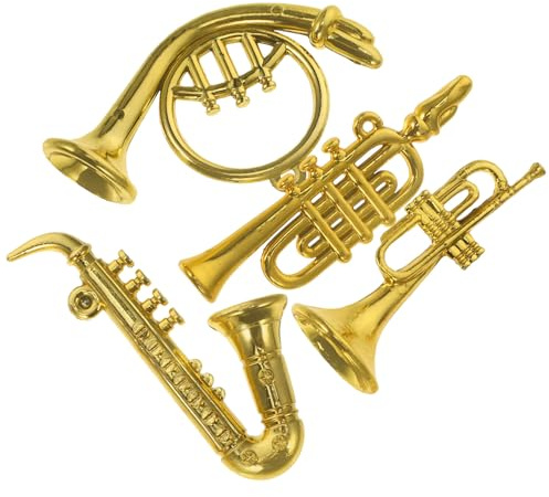 ORFOFE Strumenti Musicali in Miniatura in Lega 4 Unitá Finitura Dorata Decorazione per Scrivania Ufficio Accessori per Casa