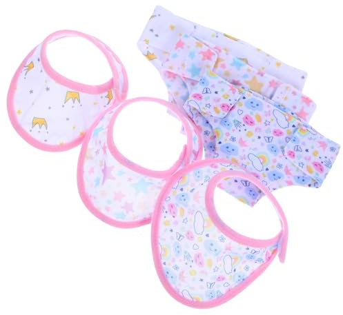 FUNOMOCYA Lot de 6 Set de sous-vêtements et Bavoirs pour Poupée 43 Cm, Motifs Colorés Étoiles et Couronnes, Ensemble D’Accessoires Doux et Ajustables, Vêtements Mignons pour Poupées Filles,