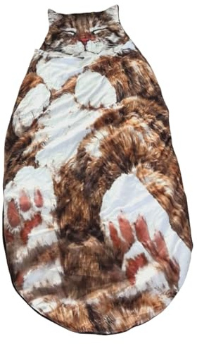 Sac de couchage enveloppe en peluche avec imprimé chat pour les humains, enveloppe géante en peluche avec doublure en flanelle douce, couverture chaude sur le thème du chat mignon pour la maison, le