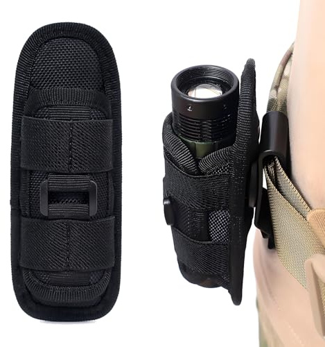 1 Pièce Étui Tactique Lampe Torche, Pochette Rotatif 360° Dégagement Rapide, Porte Lampe Poche Ceinture, Noir