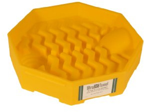 UltraTech 0482 Plastic Bung Access Ultra-Drum Funnel with Spout, 6 Gallon Capacity, 23-5/8 OD x 5-1/2 Height, Yellow