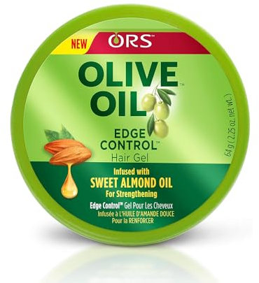 ORS Olive Oil Edge Control Hair Gel - 64g/2.25oz, For Hair Strengthening, Infused With Olive & Sweet Almond Oil, For Extra Hold, Shining, & Moisturizing