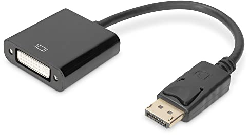 DIGITUS DisplayPort-grafikadapter, DP till DVI-I (24+5), Full HD 1920 x 1080 pixlar, blisterförpackning, svart