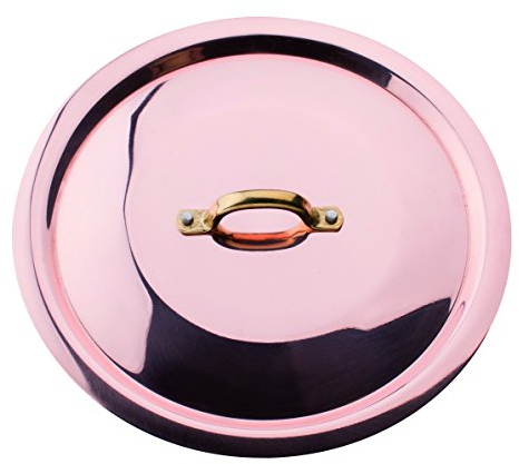 Pentole Agnelli Rame Liscio Stagnato a Mano Coperchio con Ponticello in Ottone, Rame, 32 cm