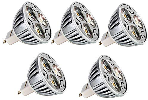 5 pezzi Faretti Led MR16 Lampadina a Led GU5.3 12V 3W Lampada,GU 5.3 Socket, Equivalente 20-25W Luce Alogena, 240LM, 60 Deg, Bianco caldo 3000K, Illuminazione ad Incasso