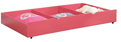 HOMES: Inside + Out Sagamore Transitional Caster Wheels Wood Twin-Size Trundle, for Bedroom, Guest Bed, Kid Room, Pink