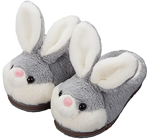 LANFIRE Rabbit cotton shoes Bunny slippers home slippers Warm plush slippers animal slippers shoes for women