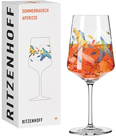 Ritzenhoff 2841011 Verre à apéritif 500 ml – Série Sommerrausch n° 11 avec motif perroquet coloré – Fabriqué en Allemagne, Orange, Bleu, Rouge.