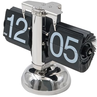 Sarini Retro Digital Flip Clock, Digital Flip Clock, Flip Desk Clock, Automatic Page Flip Clock, Used In Home Living Room, Hotel Desk Clock (Black)