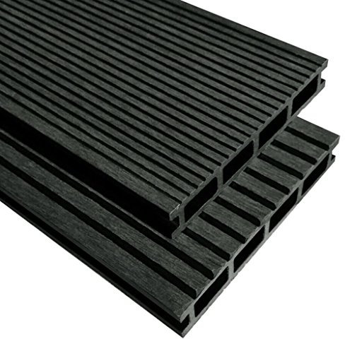 NITCA WPC Decking Boards with Accessories,Decking Tiles Composite Decking Boards Garden Flooring,Durable and Water-Resistant Wood Plastic Composite Deck for Patio, Anthracite 20 m² 2.2 m