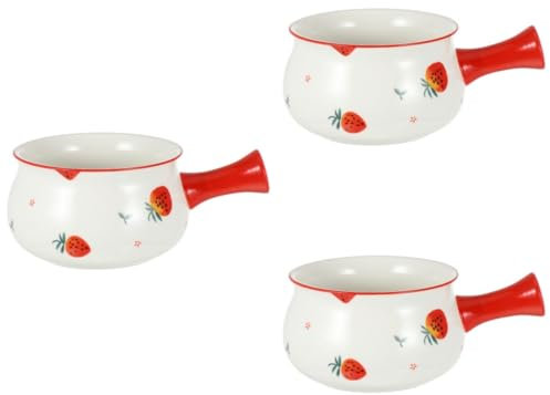 Garneck 3 Stk Futternapf aus Keramik küchenschüssel frühstücksbowl frühstücksschüssel keramikgeschirr Kaffeesahne Küchenkochgeschirr Topf mit Milchgriff Frühstücksschale aus Keramik rot