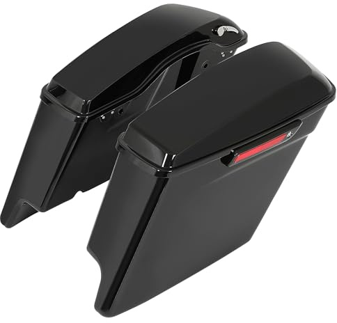 ECOTRIC 5 Stretched Extended Saddle Bags Compatible with 2014-2024 Harley Davidson Touring Street Glide Road Glide Road King Electra Glide Ultra Classi Hard Saddlebags Black