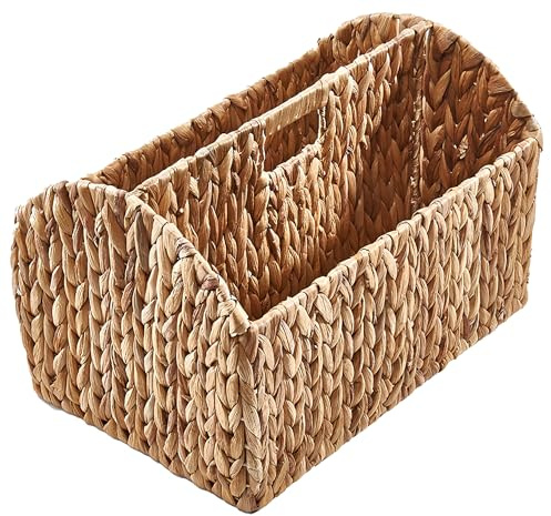 Kobolo Zeitungsständer aus Wasserhyazinthe, 2 Fächer, 43x28x28 cm, Zeitschriftenkorb, Magazinständer, Wohnzimmer, Büro