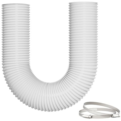 Yrichtra Tubo Flessibile Ventilazione Ø150mm x 3m, 5 Strati Resistenti, Isolamento Termico, Riduzione Rumore, Tagliabile, con Fascette, per Cappa Cucina, Canalizzazione Aria e Ventilazione, Bianco