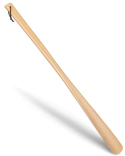 ZOMAKE Calzascarpe Lungo, Calza Scarpe in Legno 70cm, Extra Lungo Calzante per Scarpe per Uomini Donne Anziani (Giallo)