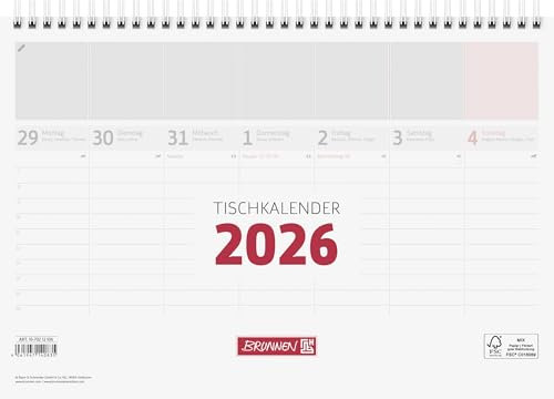 BRUNNEN Tischkalender 2026 | 290×200 mm, weiß