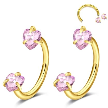 D.Bella hästsko näsringar ringar ringar septum ring 316L rostfritt stål näsringar CZ hästsko septum läpp labret ögonbryn helix daith öra piercing smycken för kvinnor män, Rostfritt stål