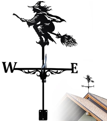 Velé del Clima, Veleta de Viento de Hierro Vintage, decoración de Brujas Resistentes a la Clima, Aviso de meteorología ampliamente Utilizado para Patio de Techo de Techo Patio de Granero Indicadores
