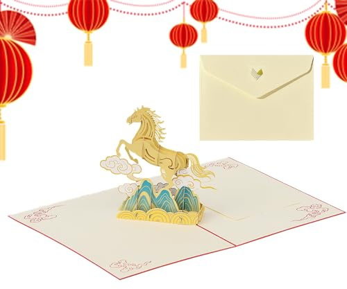 Tarjetas Pop-Up de Caballo Decoraciones para el Festival de Primavera