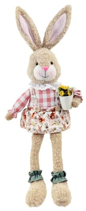 Figura De Conejito De Peluche De Pascua | Muñeco De Peluche De Conejito De Patas Largas De Pascua | Decoraciones De Conejos De Primavera De Estilo Campestre | Adecuado Para Decorar Rincones Del Hogar