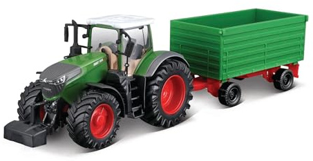 Bburago FARMLAND Fendt 1050 Vario traktor, grön, dubbelsidig tippning – bondgård modelltraktor leksakstraktor med svänghjulsdrift, leksakstraktor för barn från 3+ (18-31692)