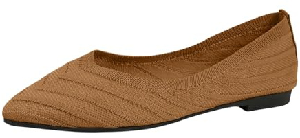 Generisk ballerina spetsiga balettskor för damer, platta loafers, komfort, slip-on, promenader, stickad klänning, skor, stickade ventilerande promenadskor, lätta, bekväma sommarskor för fritid