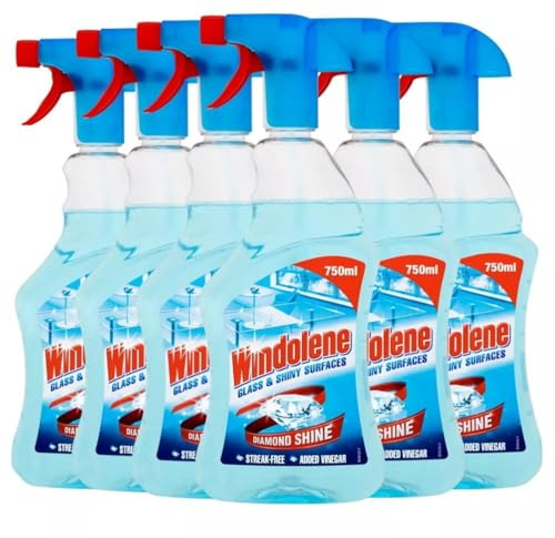 Windolene Glass & Shiny Surfaces Diamond Shine, Pack 6 x 750ml, Streak-Free Cleaning for Windows, Window cleaner & Glass cleaner