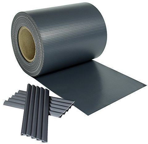 Rapid Teck Hochwertige PVC Sichtschutzstreifen Rolle 65m x 0,19m (Anthrazit RAL 7016) Blickdicht Sichtschutz Zaunblende Zaunfolie Windschutz inkl. Klemmen