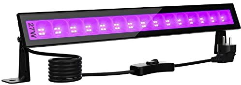 Onforu 27W LED Schwarzlicht, UV Bar Schwarzlichtlampe mit Stecker, IP66 Wasserdicht UV Strahler Außen, Fluoreszenz Schwarzlicht Strahler mit 60 LEDs, UV Licht Röhre mit Schalter für Party, Deko