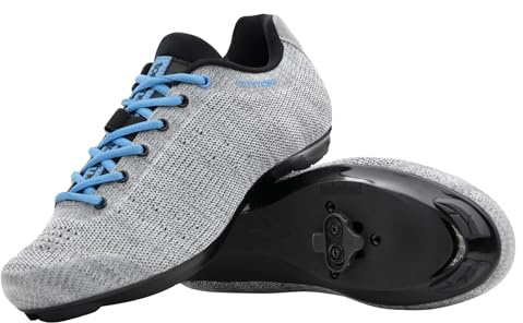 Tommaso Pista Aria SPD Spin Shoes for Women Indoor Cycling, Ready-to-Ride Cycling Shoes for Women with Pre-Installed SPD Cleats, Works with Most Spin Class & Indoor Bikes—Grey—Size 8US—39EU