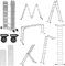 XMTECH 470cm Leiter Mehrzweckleiter Klappleiter Gelenkleiter mit Plattform Aluleiter Multifunktionsleiter Kombileiter 6 in 1 Anlegeleiter Stehleiter aus Aluminium - 4x4 Stufen, Silber