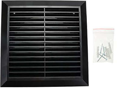 Vent Systems Conducto 15 cm - Cubierta de Ventilación de Aire 20 cm x 20 cm - Tubo de Rejilla Negra - Mantiene Fuera Insectos, Pájaros y Roedores - 150 mm 200 x 200 mm