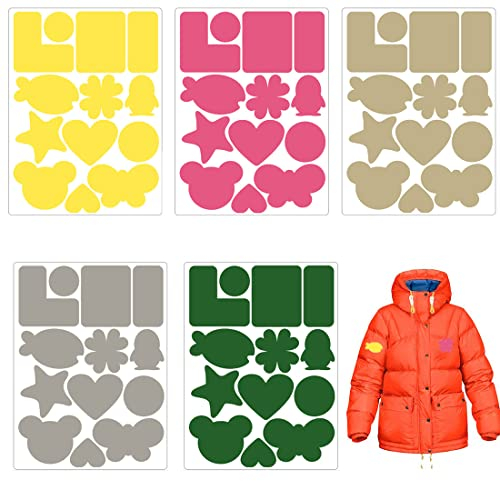 WEIESCIE 5 Stück Reparatur Patches Selbstklebende,Waschbares Flicken Daunenjacke Selbstklebend Verschiedene Größen und Formen,für Jacken, Zelte, Regenschirm