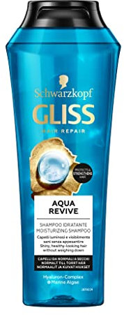 Schwarzkopf, Gliss Aqua Revive, Shampoo Idratante per Capelli Normali e Secchi, Shampoo Capelli con Complesso Ialuronico e Alga Marina, Idrata e Deterge i capelli, Adatto per Lavaggi Frequenti, 250ml
