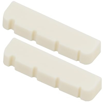 Miwayer 4/5/6 String Electric Bass Bone Bridge Nut Flat Bottom Pre-Slotted Made of Real Bone (4S 38X6X9/8.3 2pack)
