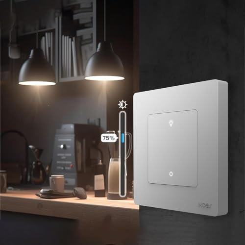 Smart Light Switch for ZIGBEE Dimmer Switch, Multi Control Light Dimming for Smart Life APP Dimmable 1-3Gang, Wireless Kinetic-Switch Remote Switch(1 Gang White), for Dimmable LED Incandescent