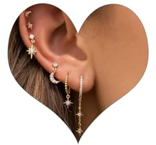 Orecchini Donna Anallergici Placcati Oro 14K Cerchio Huggie Cartilagine Piercing Zirconia