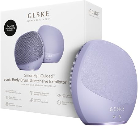 GESKE Sonic Body Brush & Intensive Exfoliator | 7 in 1 | Elektrisk rengöringsborste för hela kroppen | SmartSonic-pulsationer | Pro-Level djuprengöring, exfoliering & massage | Borttagning av grov hud
