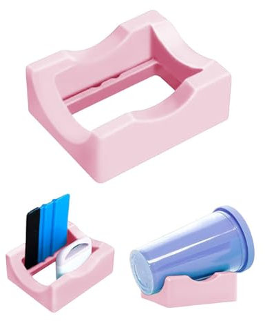 Portavasos con Ranura Integrada de Silicona con Escobilla,Portavasos con Soporte de Rasqueta con Borde de Fieltro para Uso para Aplicar Calcomanías Ahorro de Espacio Portavasos Uso