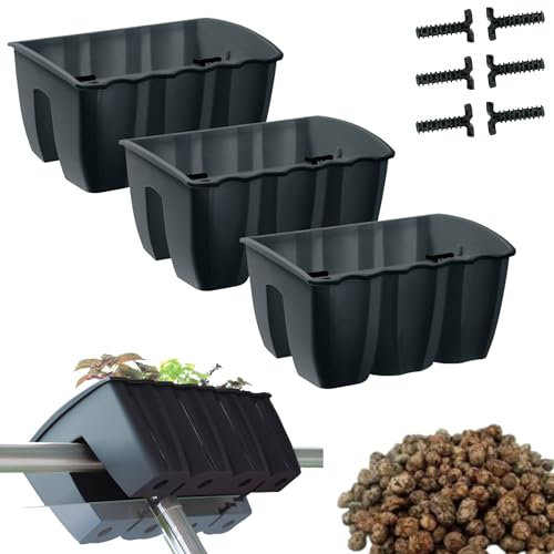 DIKEL 3X Bac à Balustrade - Pot de Fleurs pour intérieur et extérieur - Pot de Fleurs - Pot décoratif - DCRO400 + Argile expansée 5l - 280x395x200mm - Anthracite